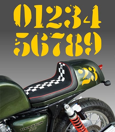 Numeri adesivi Cafe Racer vinile giallo