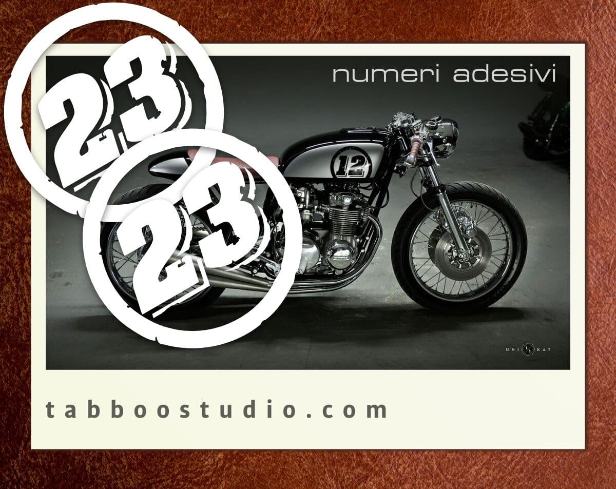 6 Numeri adesivi personalizzati moto special cafe racer stickers nero opaco 